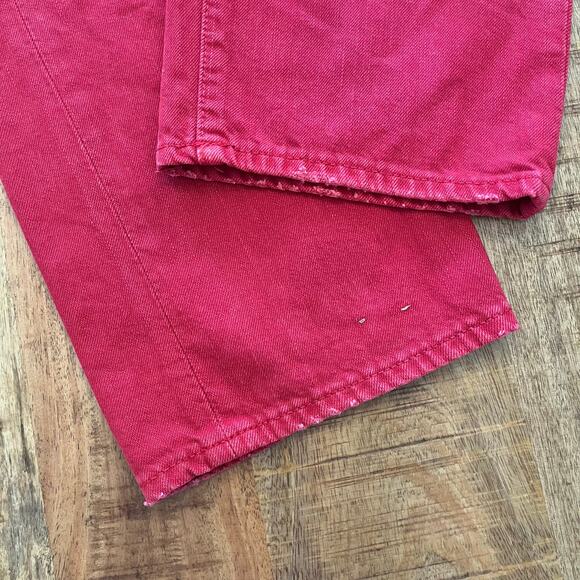 Denim & Supply Ralph Lauren Slim Jeans Mens 36x32 Red Denim Distressed Dyed - Picture 10 of 16